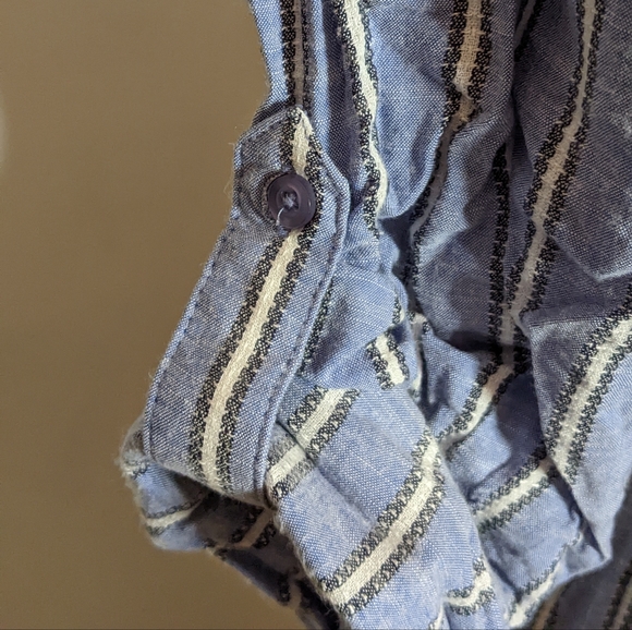 Japna Blue Cotton Striped Shirt Dress Lg - Picture 5 of 6